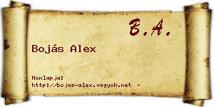 Bojás Alex névjegykártya